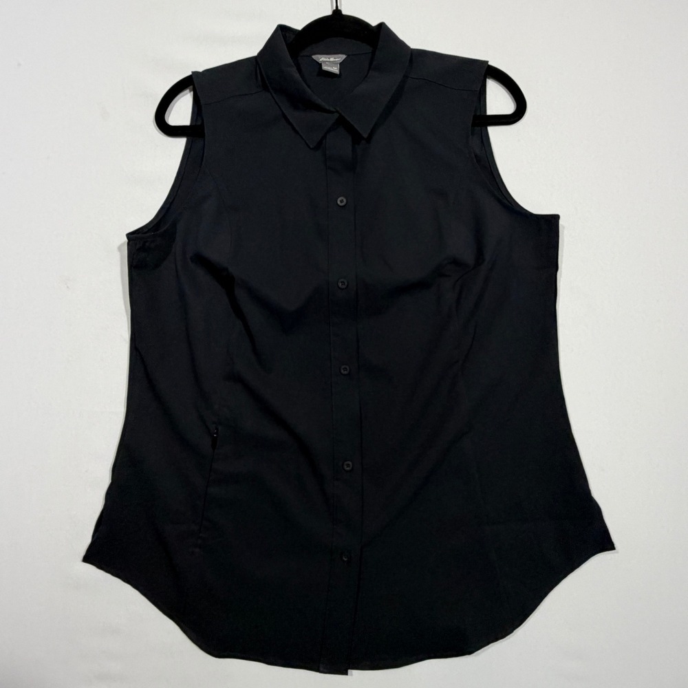 Eddie Bauer Sleeveless Tech Shirt Women's M Black Hiking Outdoor Performance Top